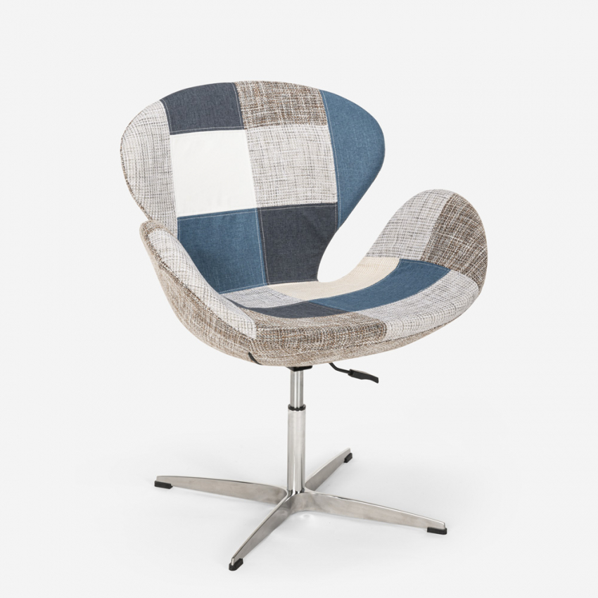 Sillón giratorio estudio de salón estilo patchwork de diseño moderno Stork - Imagen 4 de 43