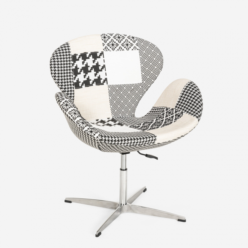 Sillón giratorio estudio de salón estilo patchwork de diseño moderno Stork - Imagen 11 de 43