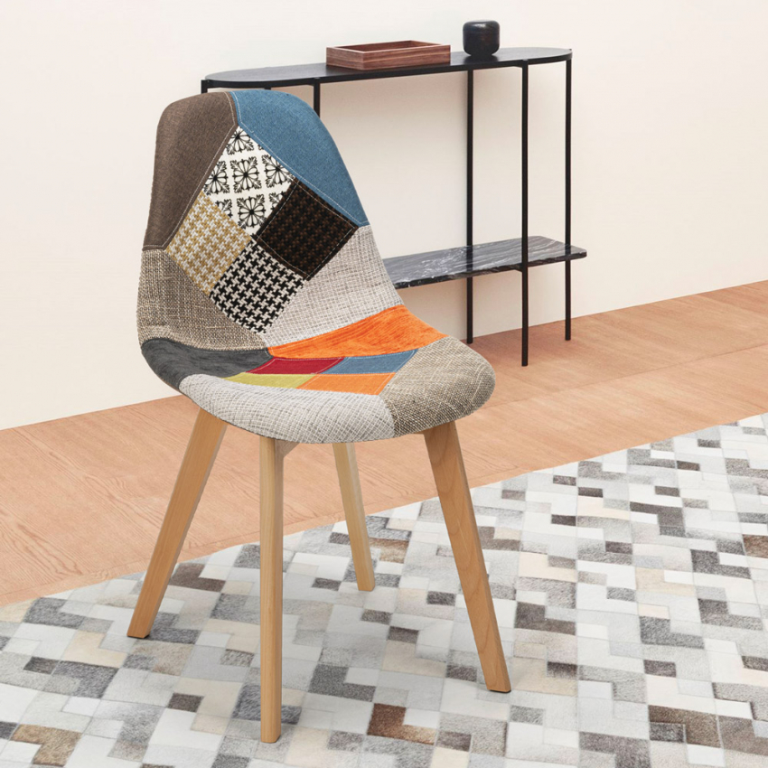 Silla de comedor de diseño nórdico patchwork para comedores Robin - Imagen 15 de 37