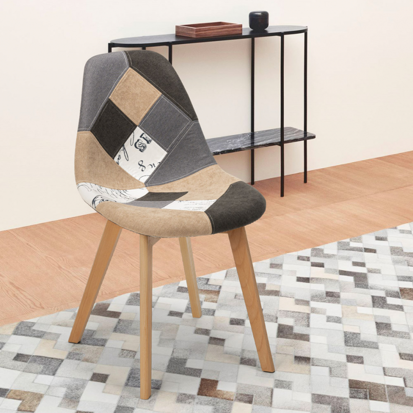 Silla de comedor de diseño nórdico patchwork para comedores Robin - Imagen 21 de 37