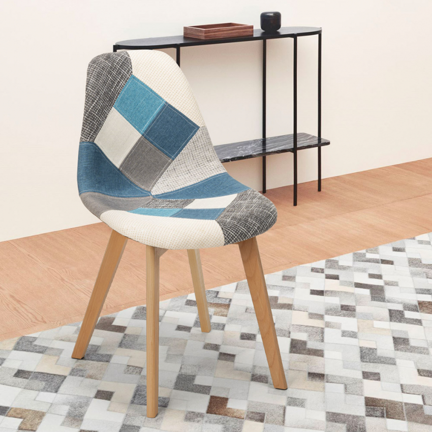Silla de comedor de diseño nórdico patchwork para comedores Robin - Imagen 27 de 37