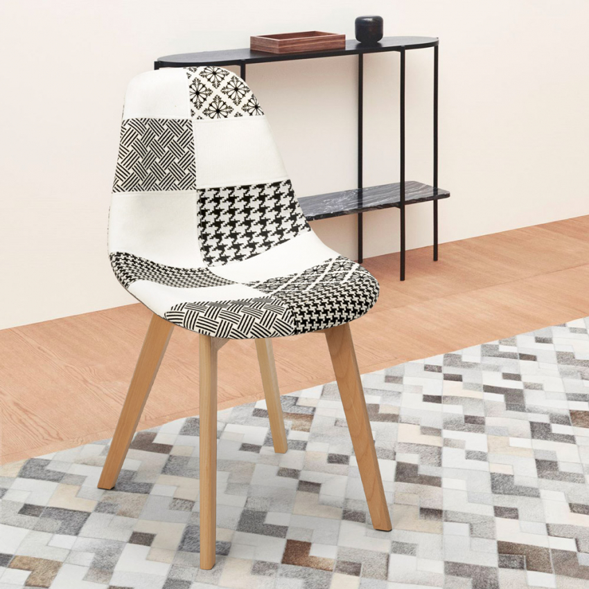 Silla de comedor de diseño nórdico patchwork para comedores Robin - Imagen 33 de 37