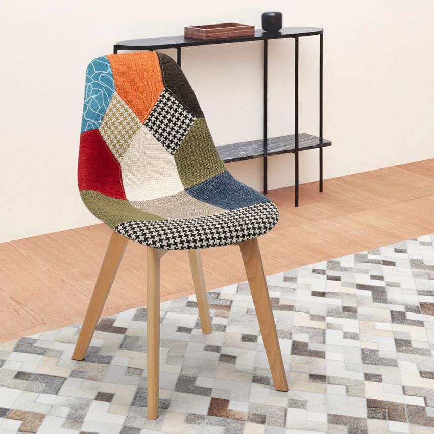 Silla de comedor de diseño nórdico patchwork para comedores Robin - Imagen 3 de 37
