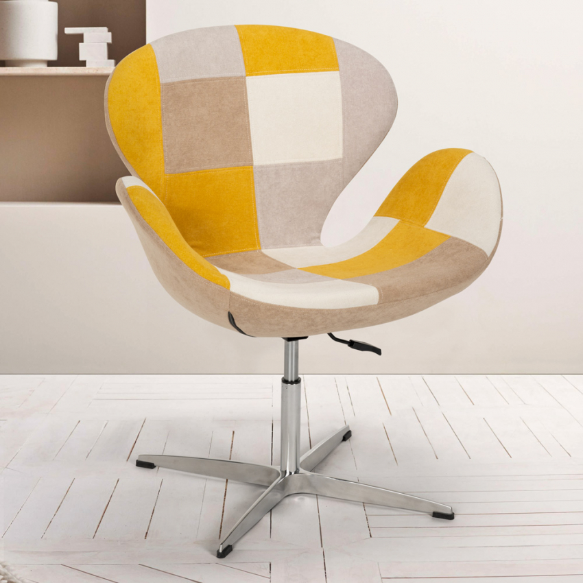 Sillón giratorio estudio de salón estilo patchwork de diseño moderno Stork - Imagen 35 de 43
