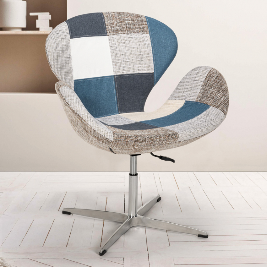 Sillón giratorio estudio de salón estilo patchwork de diseño moderno Stork - Imagen 7 de 43
