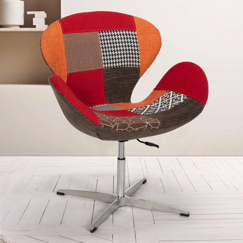 Sillón giratorio estudio de salón estilo patchwork de diseño moderno Stork - Imagen 21 de 43