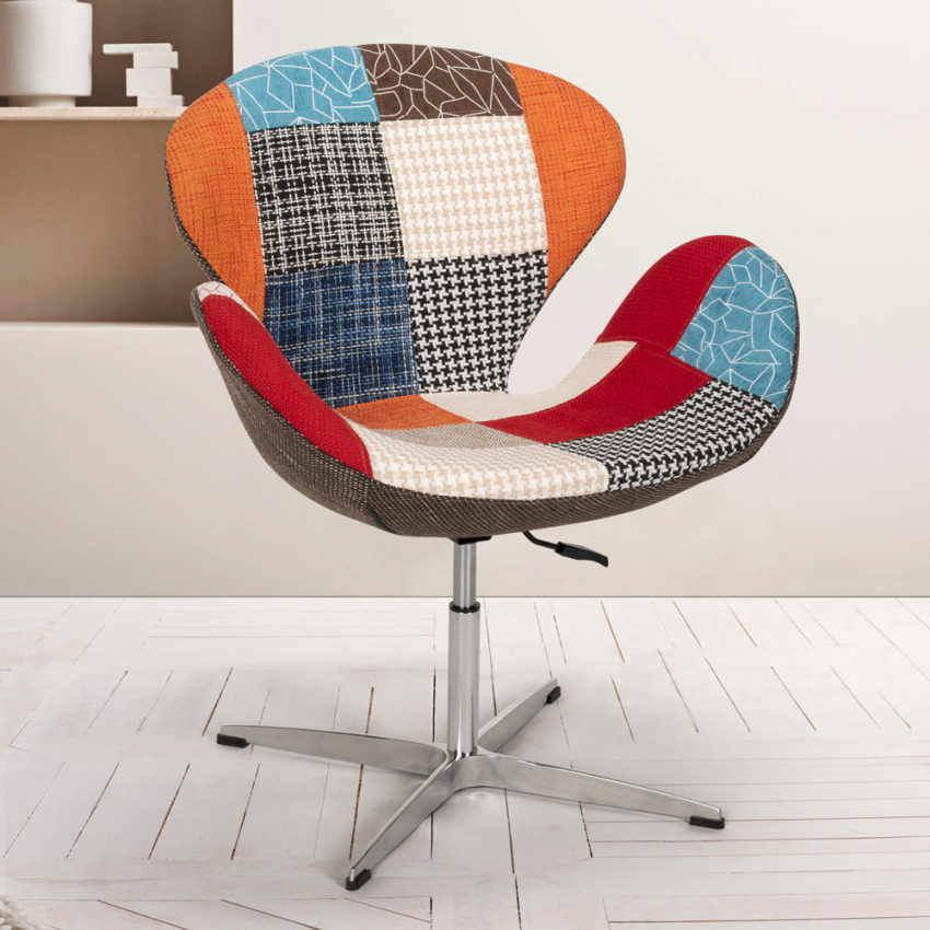 Sillón giratorio estudio de salón estilo patchwork de diseño moderno Stork - Imagen 42 de 43