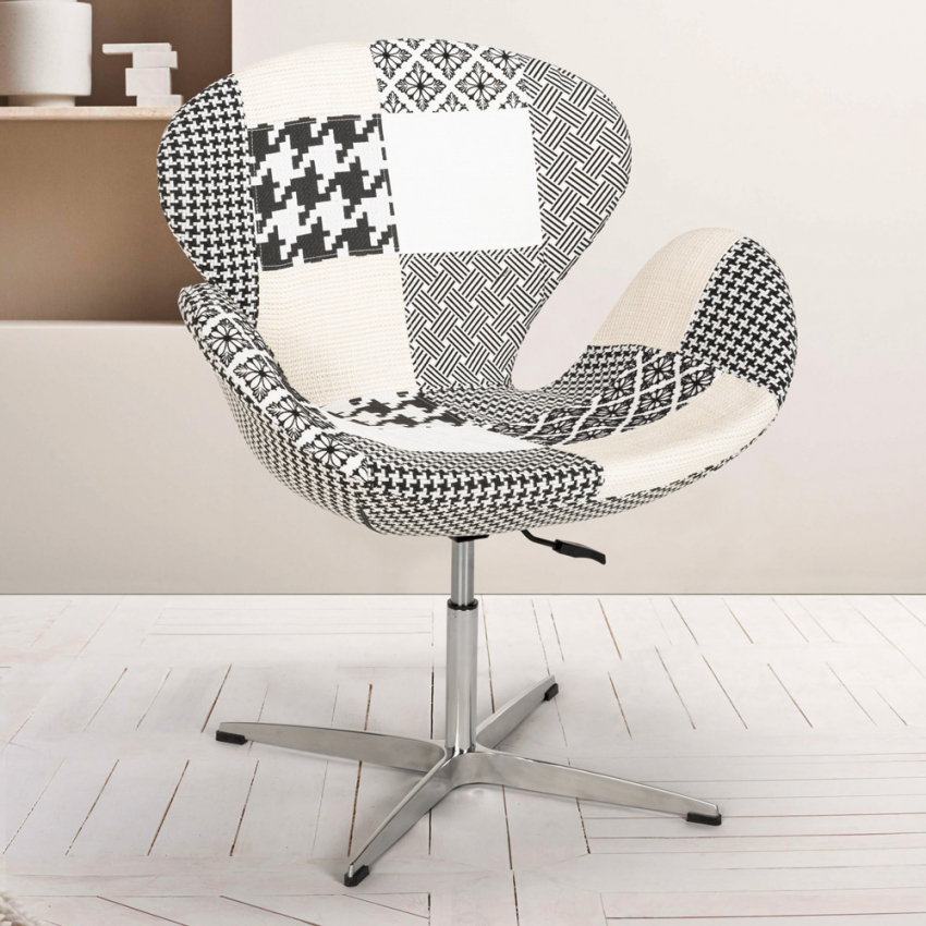 Sillón giratorio estudio de salón estilo patchwork de diseño moderno Stork - Imagen 14 de 43