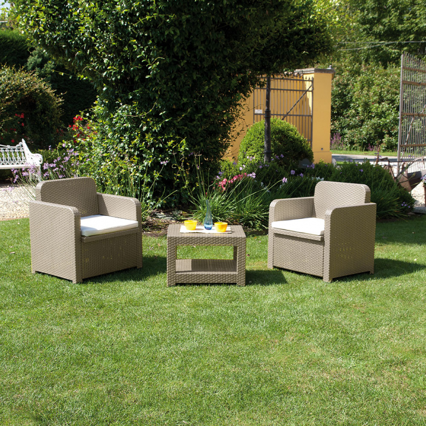 Conjunto de sillones para exterior Grand Soleil Giglio bar mimbre 2 plazas - Imagen 10 de 13