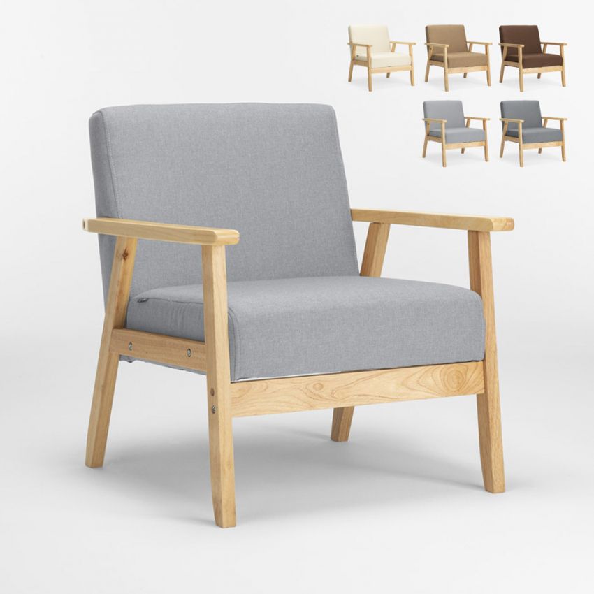 Sillón relax de diseño vintage de madera con reposabrazos Uteplass - Imagen 35 de 42