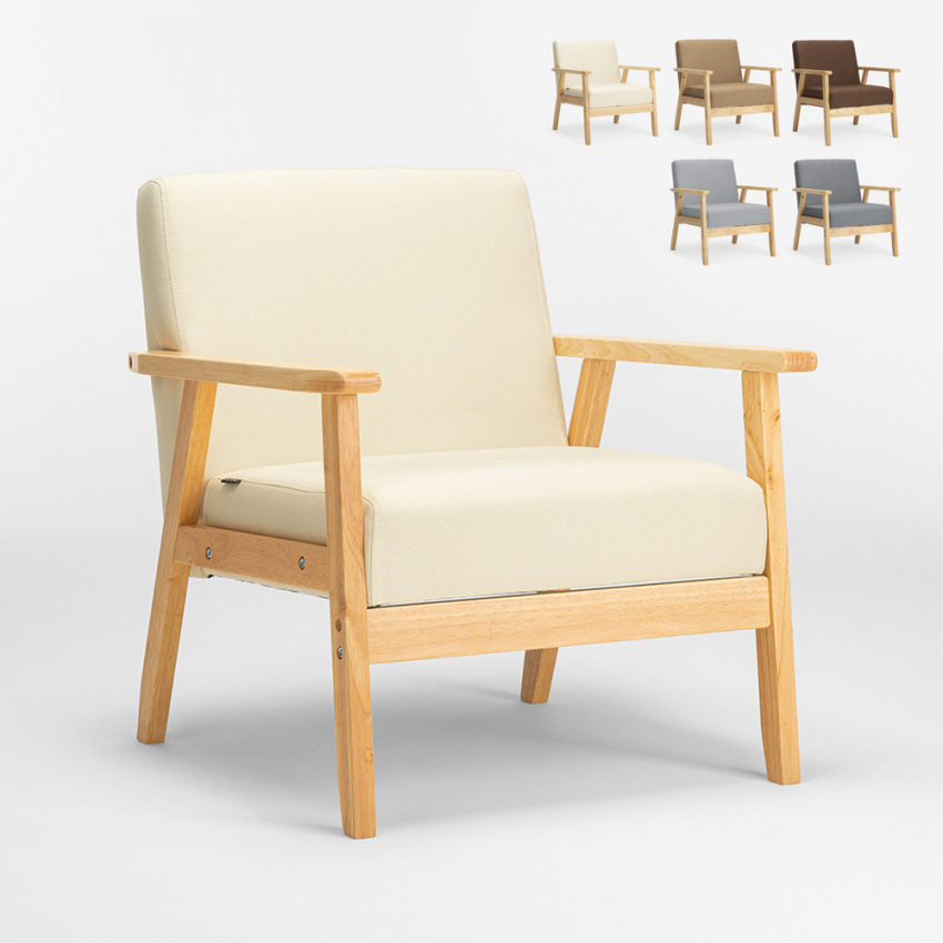 Sillón relax de diseño vintage de madera con reposabrazos Uteplass - Imagen 18 de 42