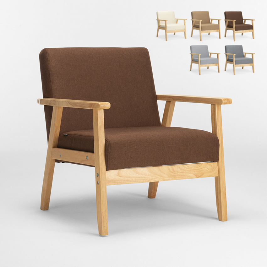 Sillón relax de diseño vintage de madera con reposabrazos Uteplass - Imagen 27 de 42