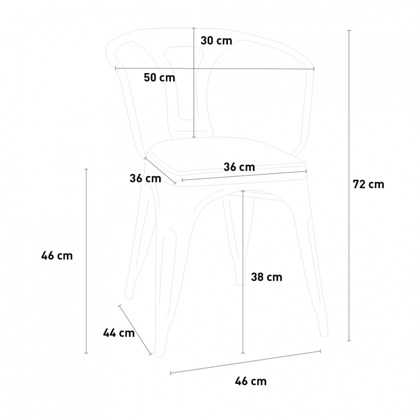 sillas de comedor de metal y madera estilo industrial steel wood arm light - Imagen 8 de 29