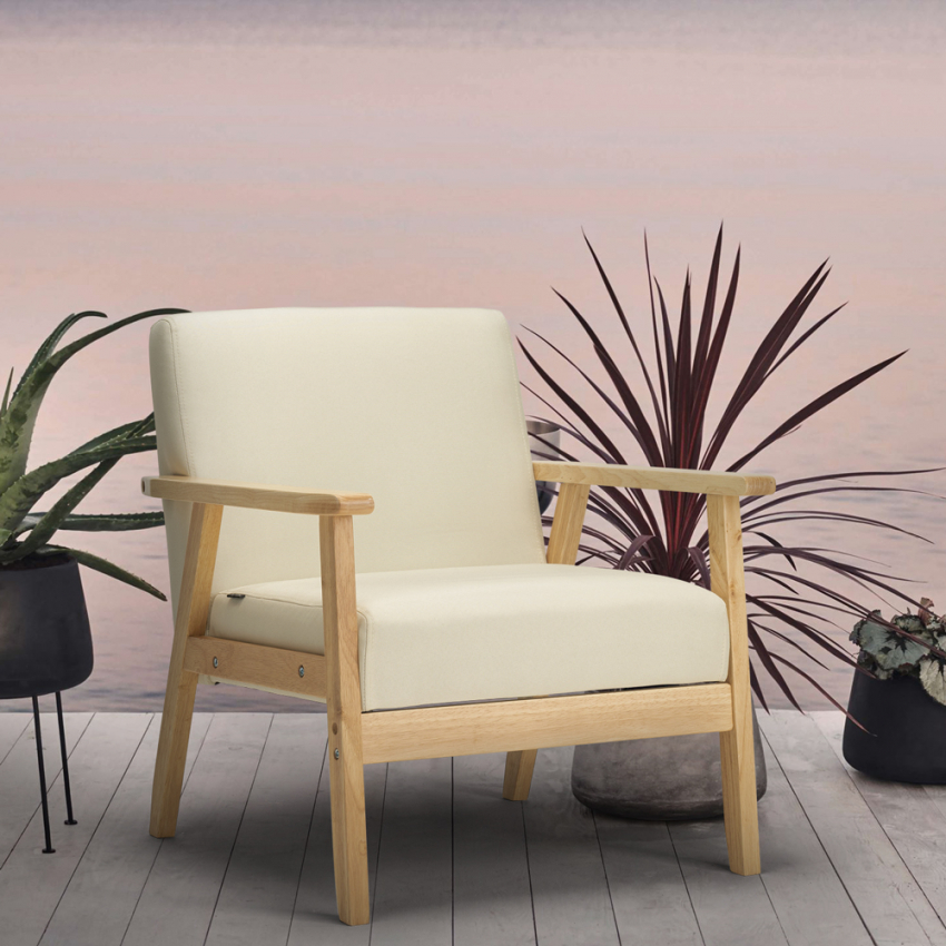 Sillón relax de diseño vintage de madera con reposabrazos Uteplass - Imagen 19 de 42