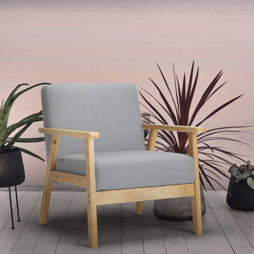 Sillón relax de diseño vintage de madera con reposabrazos Uteplass - Imagen 36 de 42