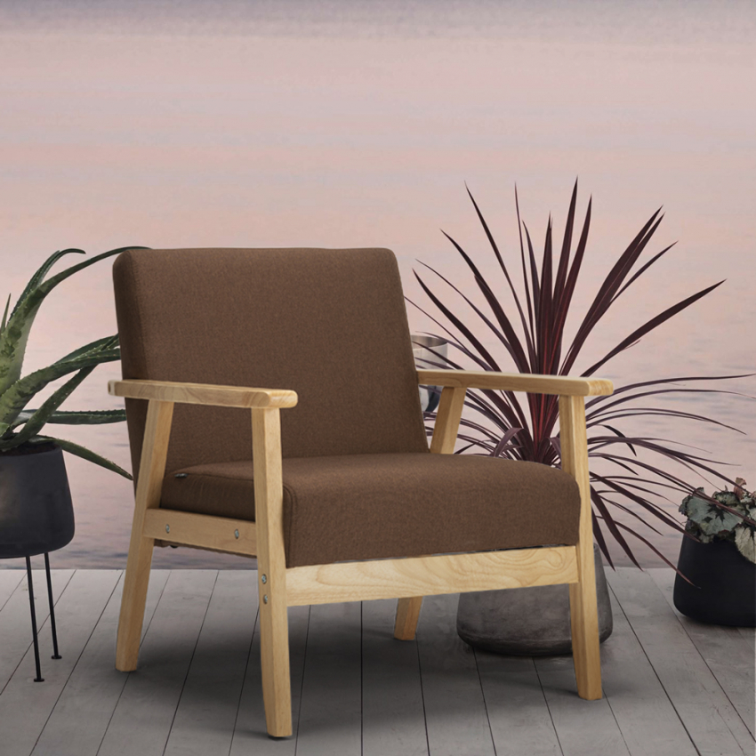 Sillón relax de diseño vintage de madera con reposabrazos Uteplass - Imagen 28 de 42