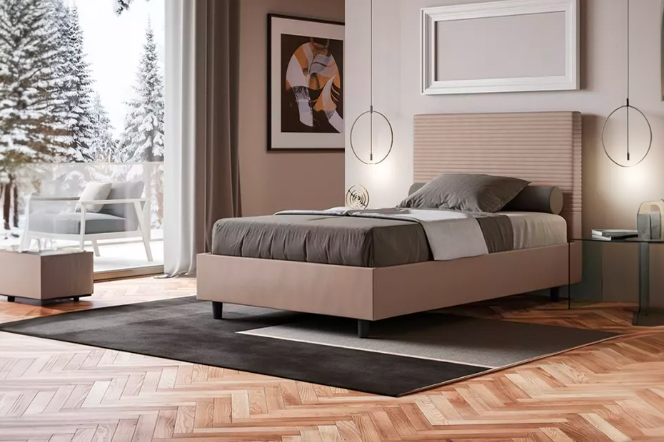 Luzern Somier de lamas de madera y acero cama plaza y media 120x190 cm  francesa